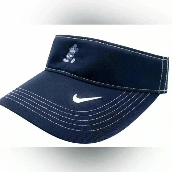 Disney Parks Nike Swoosh Mickey Golf Visor Dri-Fit Navy Adjustable Exclusive NWO - Picture 1 of 7
